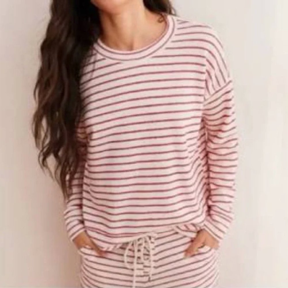 Aerie Striped Terry Cloth Sweatshirt